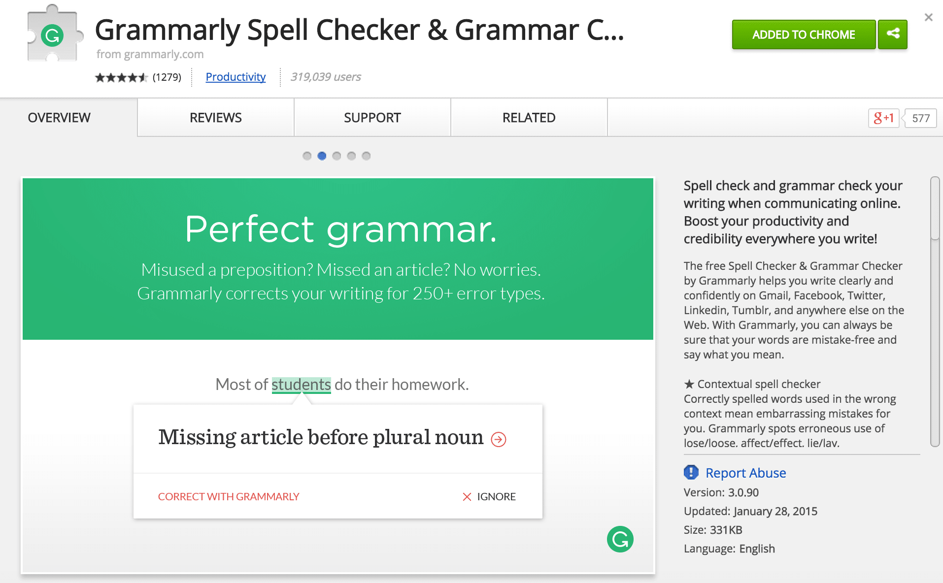 grammerly chrome extension