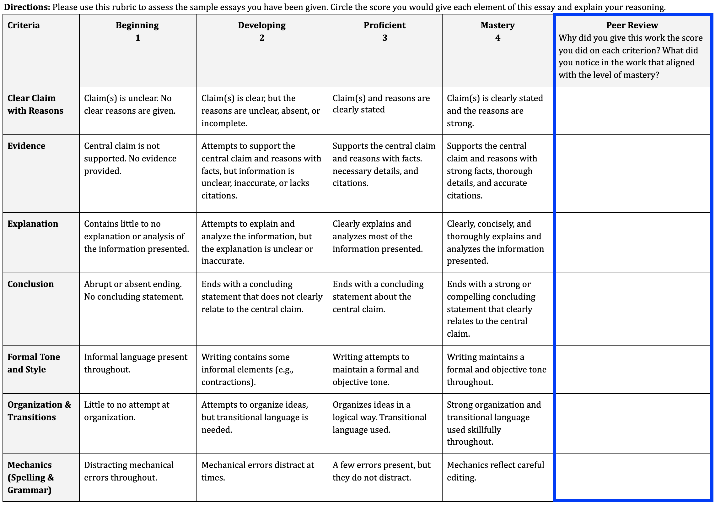 Peer To Peer Feedback Examples 