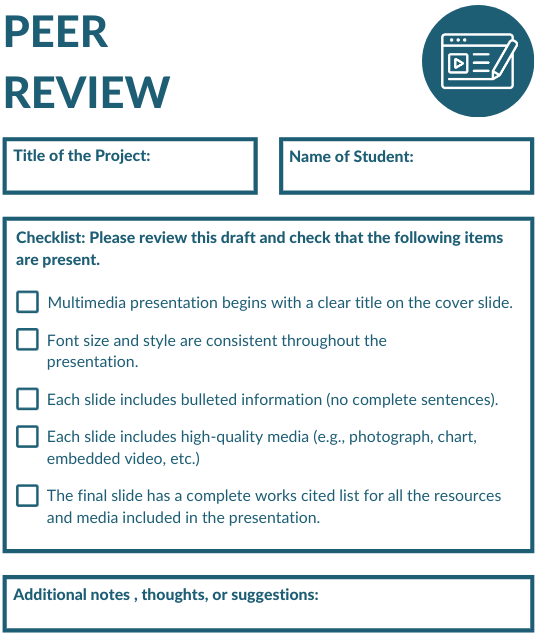 peer review rubric for presentations